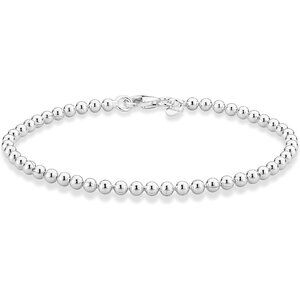 925 Sterling Silver Italian Handmade 3mm Bead Ball Strand Chain Bracelet for Wom